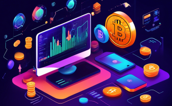 Create a visually appealing illustration that introduces the concept of crypto trading for beginners. The scene should include digital representations of popular cryptocurrencies like Bitcoin and Ethereum, a friendly user interface with graphs and charts, and an individual studying these elements intently. The background could feature a blend of financial imagery and futuristic digital elements to signify the innovation of blockchain technology. Use a color scheme that is inviting yet professional.