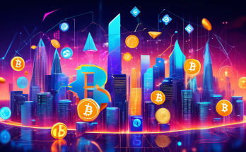 Create a vibrant digital collage featuring various popular cryptocurrencies such as Bitcoin, Ethereum, and others, with symbols and icons representing financial growth, secure investment, and futuristic technology. The background should include elements like a rising graph, futuristic cityscapes, and glowing blockchain networks. Include a prominent '2023' to echo the theme of new investment opportunities.