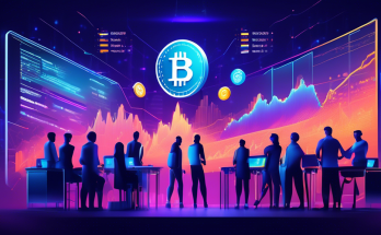 Create a detailed and vibrant image of a futuristic, high-tech cryptocurrency exchange platform. Show a diverse group of people enthusiastically trading various cryptocurrencies like Bitcoin, Ethereum, and Ripple. Include digital screens displaying live market data, charts, and graphs in the background, and ensure the atmosphere conveys a sense of excitement and innovation. The setting should be sleek and modern, with elements of advanced technology and security.