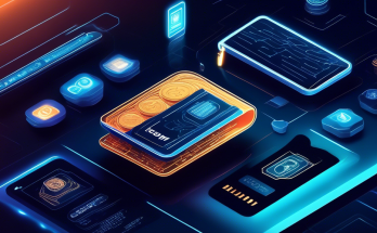 Create a detailed and visually engaging illustration depicting a futuristic digital wallet containing various cryptocurrencies like Bitcoin, Ethereum, and Ripple. The wallet should be designed with advanced security features like biometric locks and encryption symbols, and be set against a sleek, modern backdrop with elements suggesting digital technology and finance. Include graphical representations of blockchain technology and digital transaction flows to emphasize the concept of secure and innovative financial management.