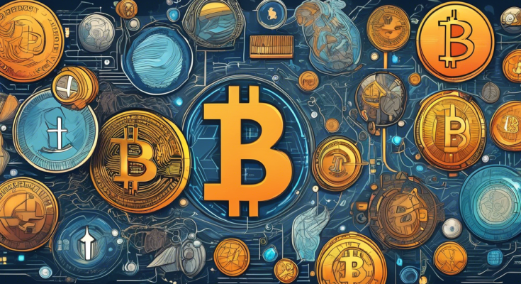 Create a detailed and vibrant illustration that captures the evolution of cryptocurrencies. Show a timeline starting with the introduction of Bitcoin, transitioning through various significant milestones such as the rise of Ethereum, the ICO boom, and the current diverse ecosystem of digital currencies. Highlight key figures like Satoshi Nakamoto, Vitalik Buterin, and major events such as the Mt. Gox incident. Surround these elements with symbolic imagery like futuristic technology, financial charts, blockchain patterns, and diverse coins to depict the dynamic and complex nature of the cryptocurrency world.