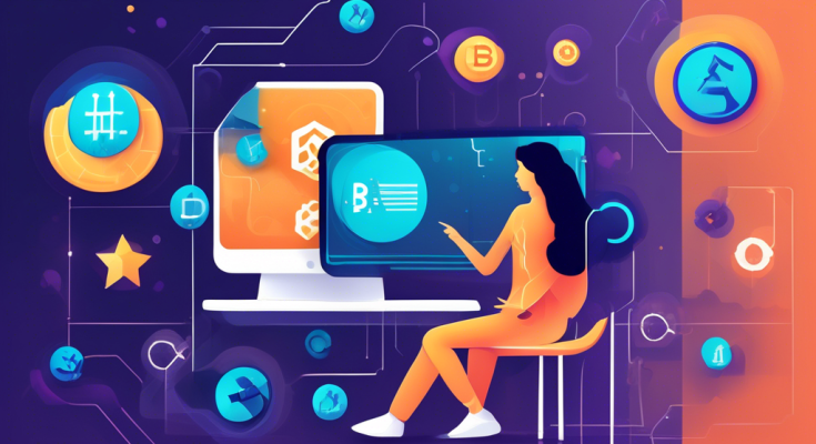 Create an image that portrays a beginner-friendly guide to using Gemini crypto exchange. The scene should feature an enthusiastic person at a computer or mobile device, navigating the Gemini platform. Surround them with visual elements representing digital currency, such as Bitcoin icons, graphs, and security symbols, all set against a clean, inviting background. The aesthetic should be modern and approachable, with a focus on clarity and ease of use.