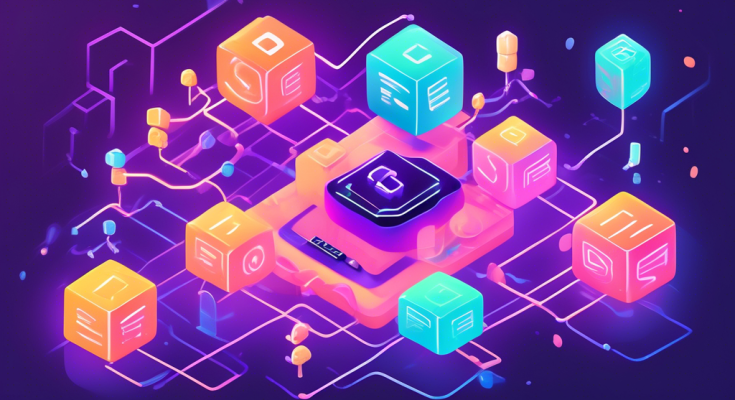 Create an illustration of a friendly, abstract representation of a blockchain network, featuring interconnected, glowing blocks with smiling faces. Incorporate elements like digital locks and keys, symbolizing security, with soft, pastel colors to maintain an inviting and educational atmosphere for beginners learning about Simplex Crypto. Include subtle text overlays like simple and beginner-friendly in a playful font, capturing the essence of a beginner's guide to understanding cryptocurrency.